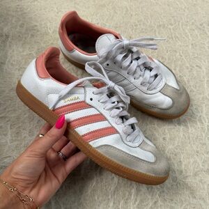 Adidas Samba White & Pink Gum Sole Sneakers - size 7.5